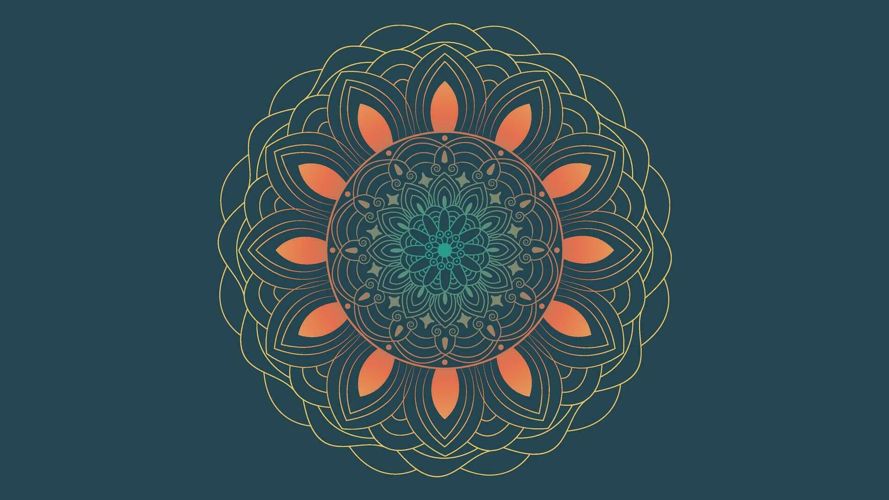 Abstract round minimalist Mandala in dark background for your festival project. vector