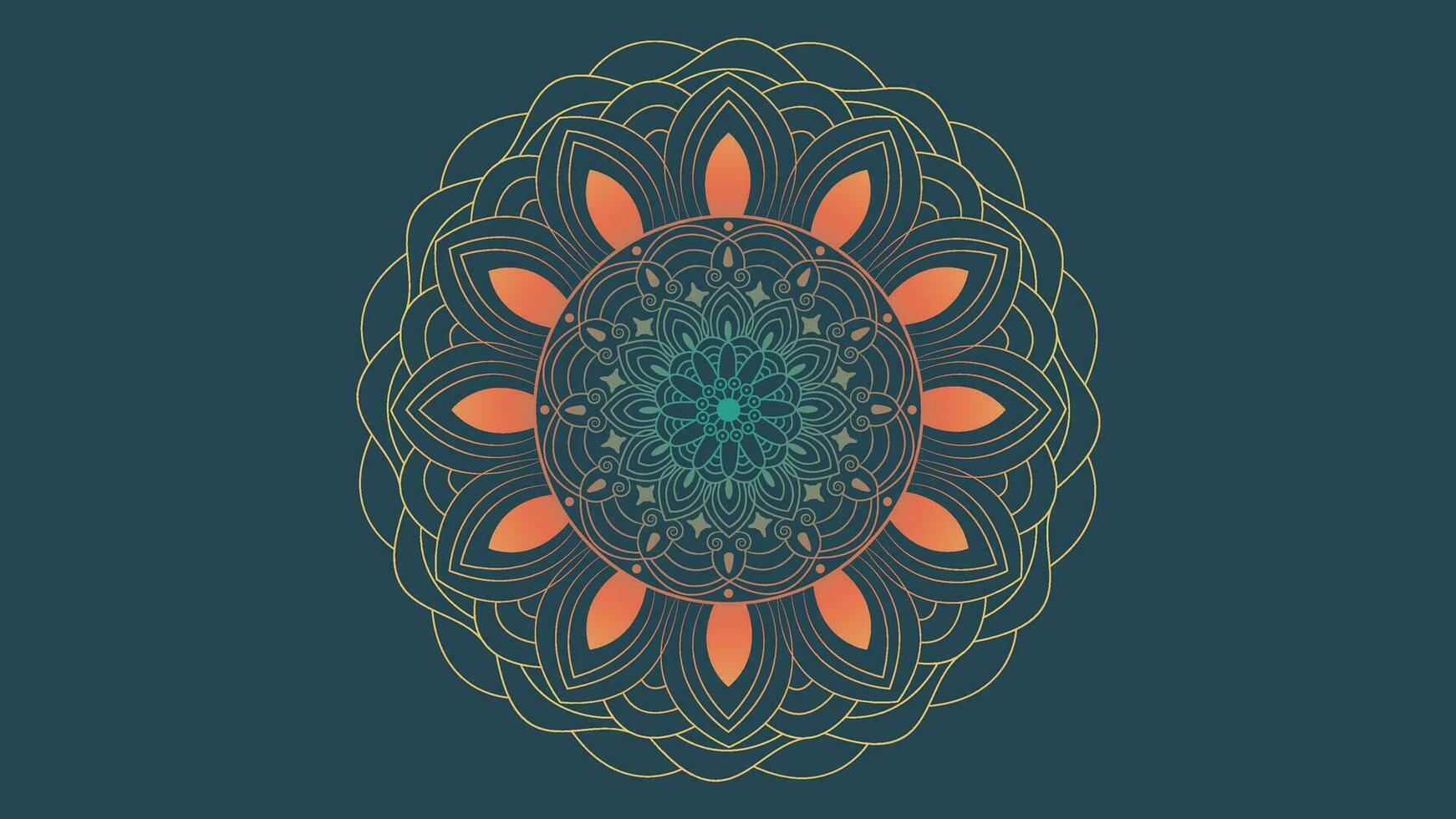 Abstract round minimalist Mandala in dark background for your festival project. vector