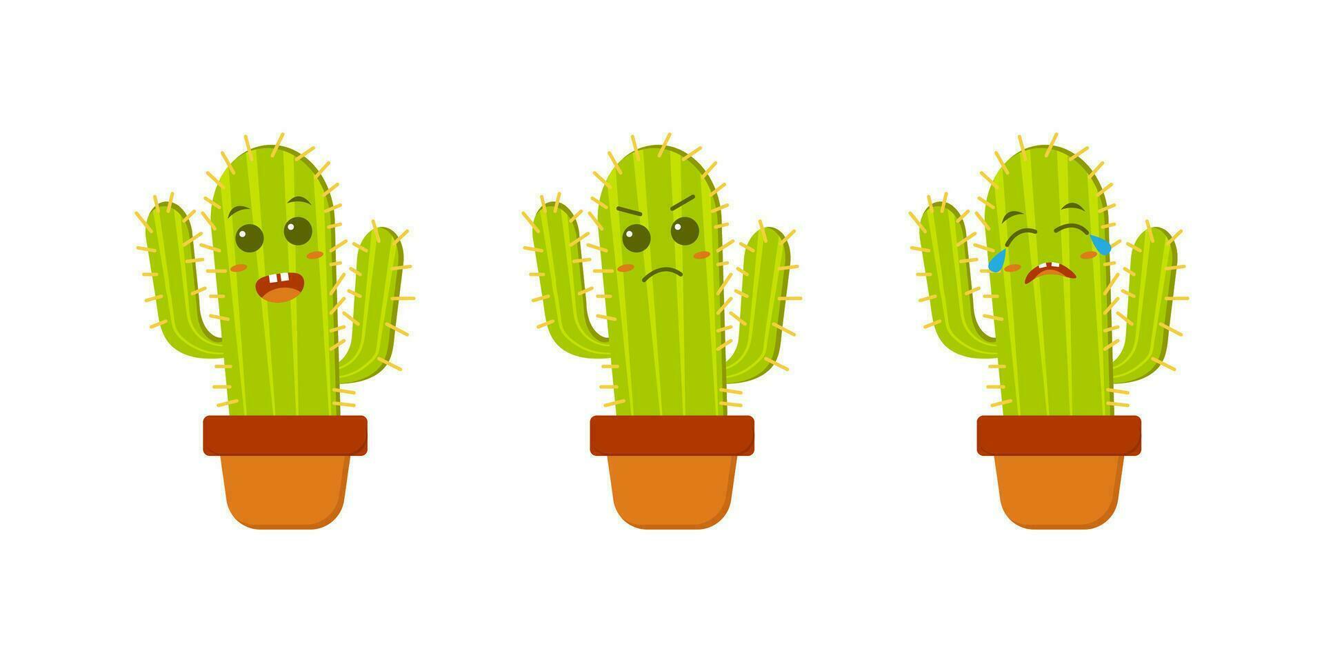 vector pequeño cactus emoticon efecto