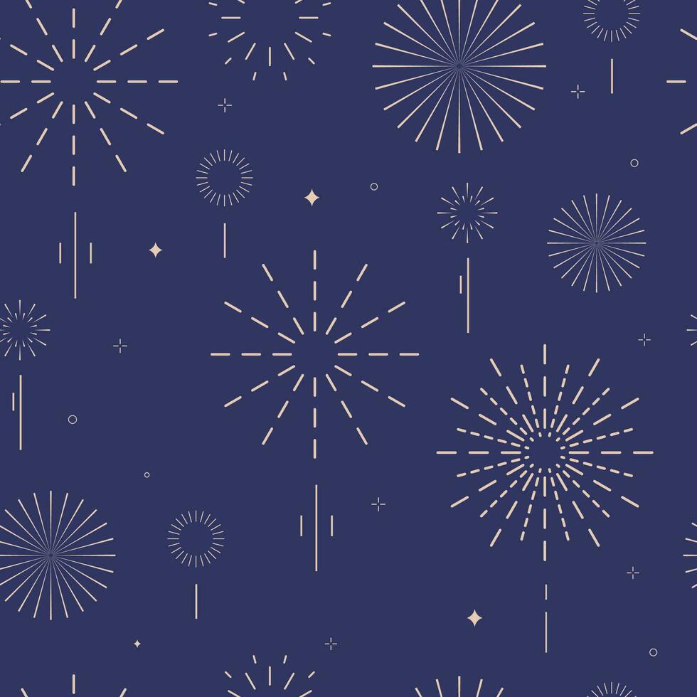 firework seamless pattern in night.Editable vector illustration for postcard,banner