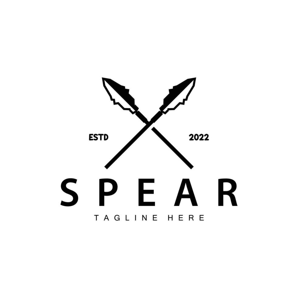 Spear Logo Old Vintage Rustic Simple Design Business Brand Spear Arrow vector