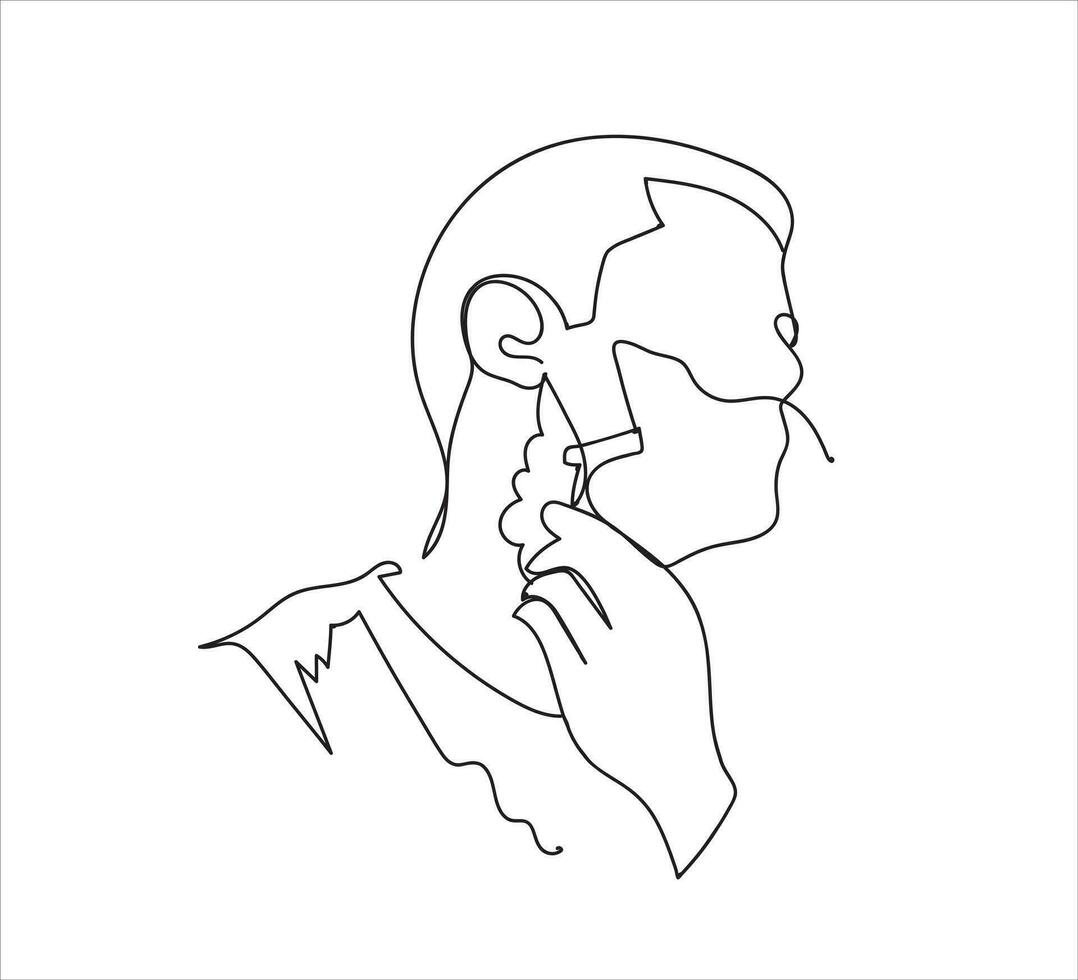 A line drawing of a man shaving beard vector