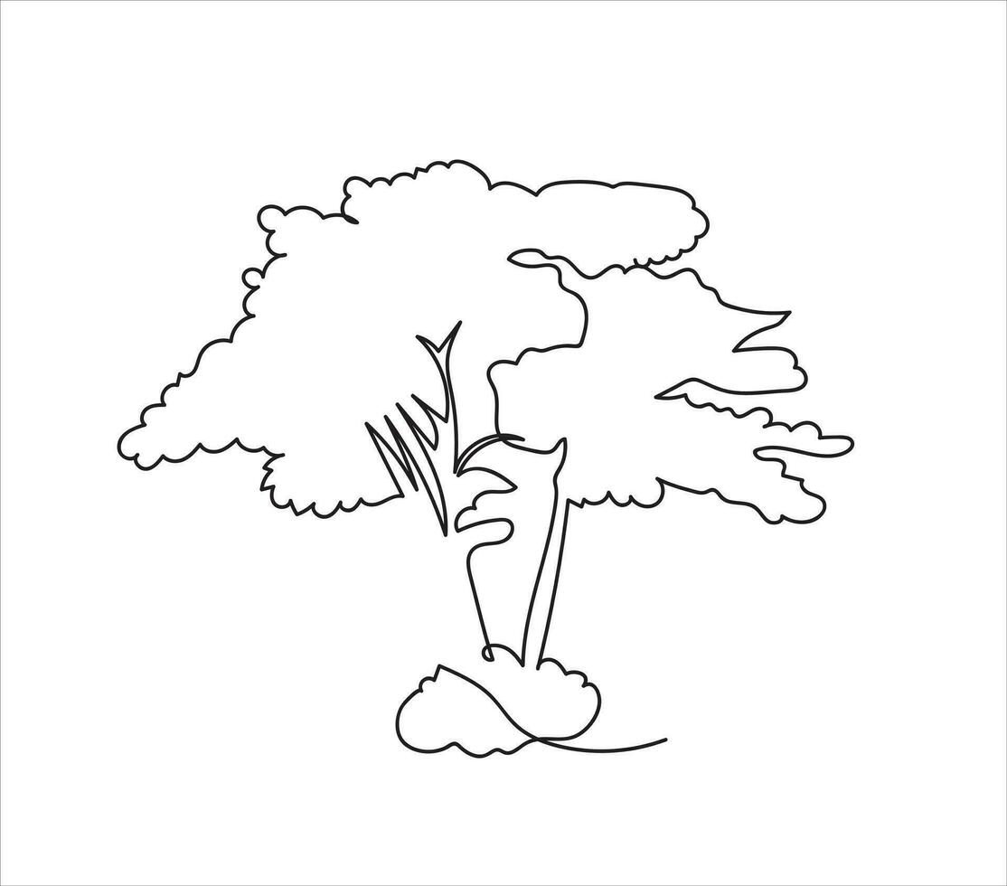 Wood. sprawling tree. nature. flora. cartoon style. vector illustration