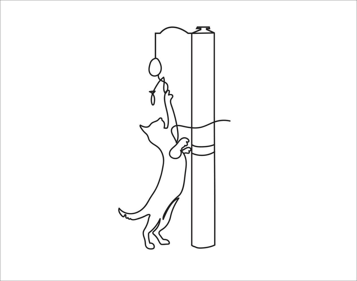 happy cat playing. Urban pets concept. Continuous line vector