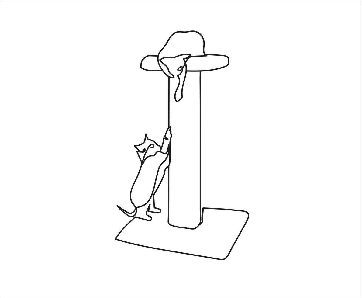 happy cat playing. Urban pets concept. Continuous line vector