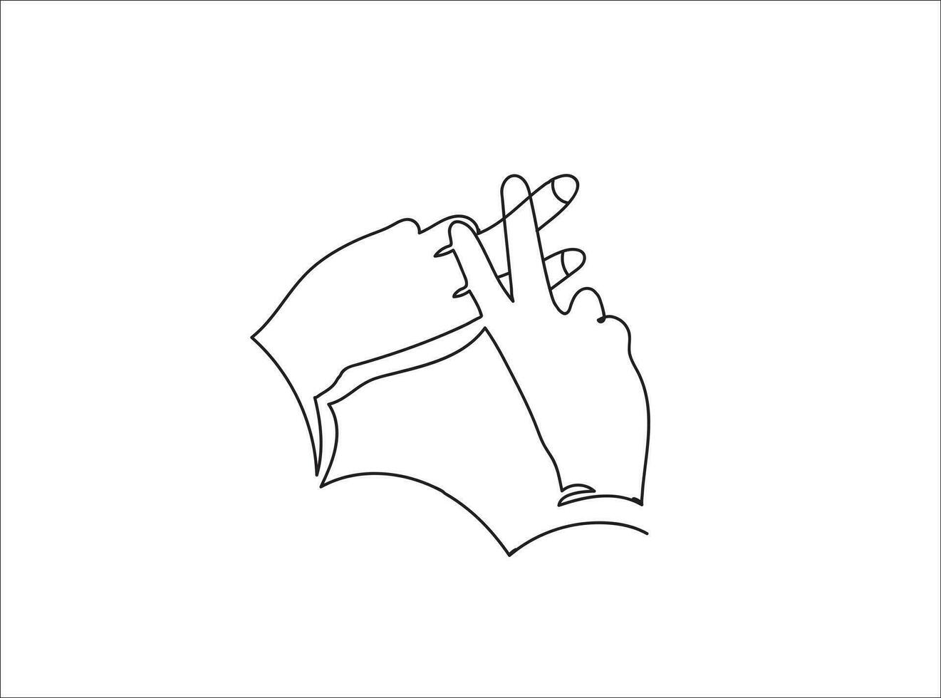 A handmaking a hashtag line drawing vector