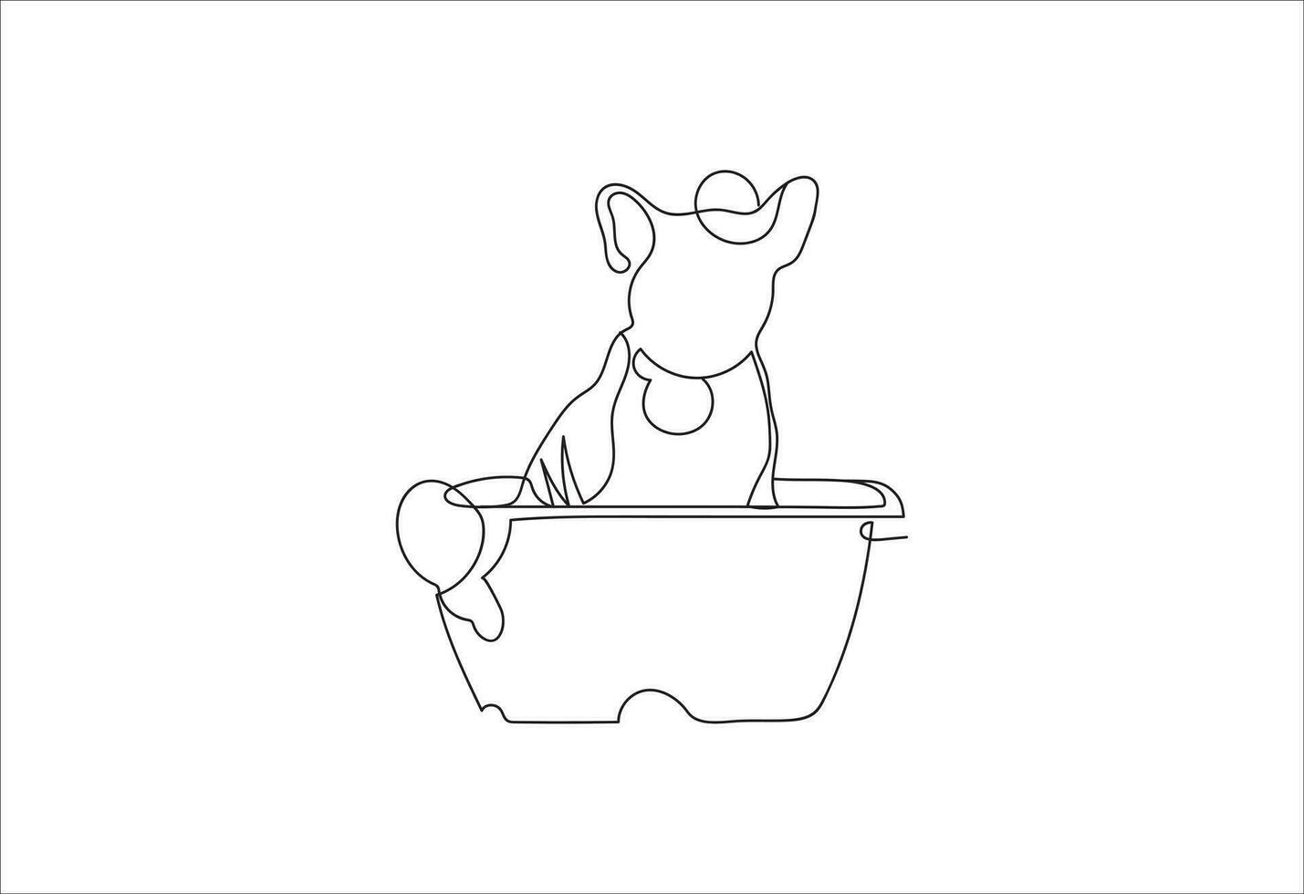 Drawing of Dog bath vector illustration