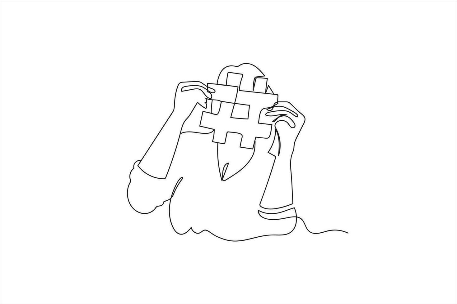 girl holding hashtags sign line drawing 34720813 Vector Art at Vecteezy