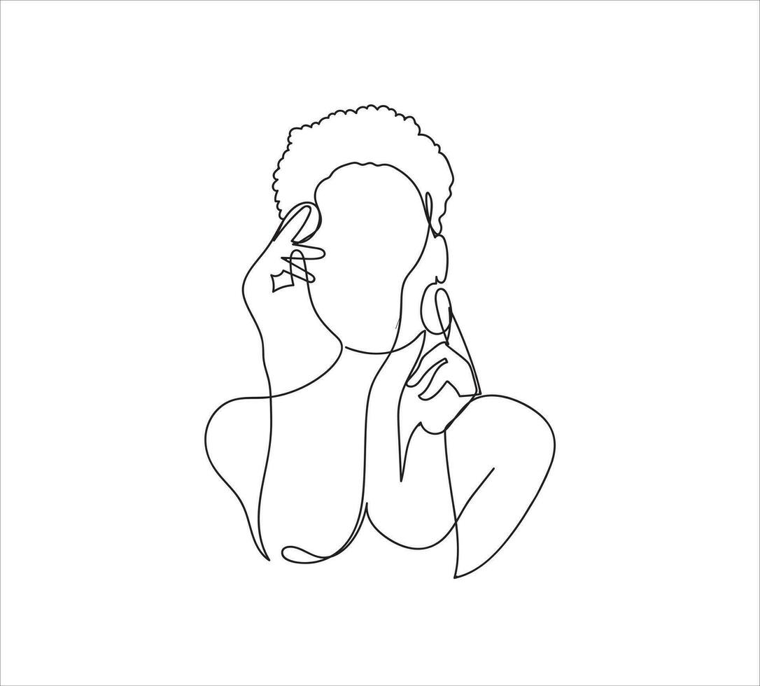 Continuous line drawing of woman cleaning her face with face soap bathroom activities vector illustration