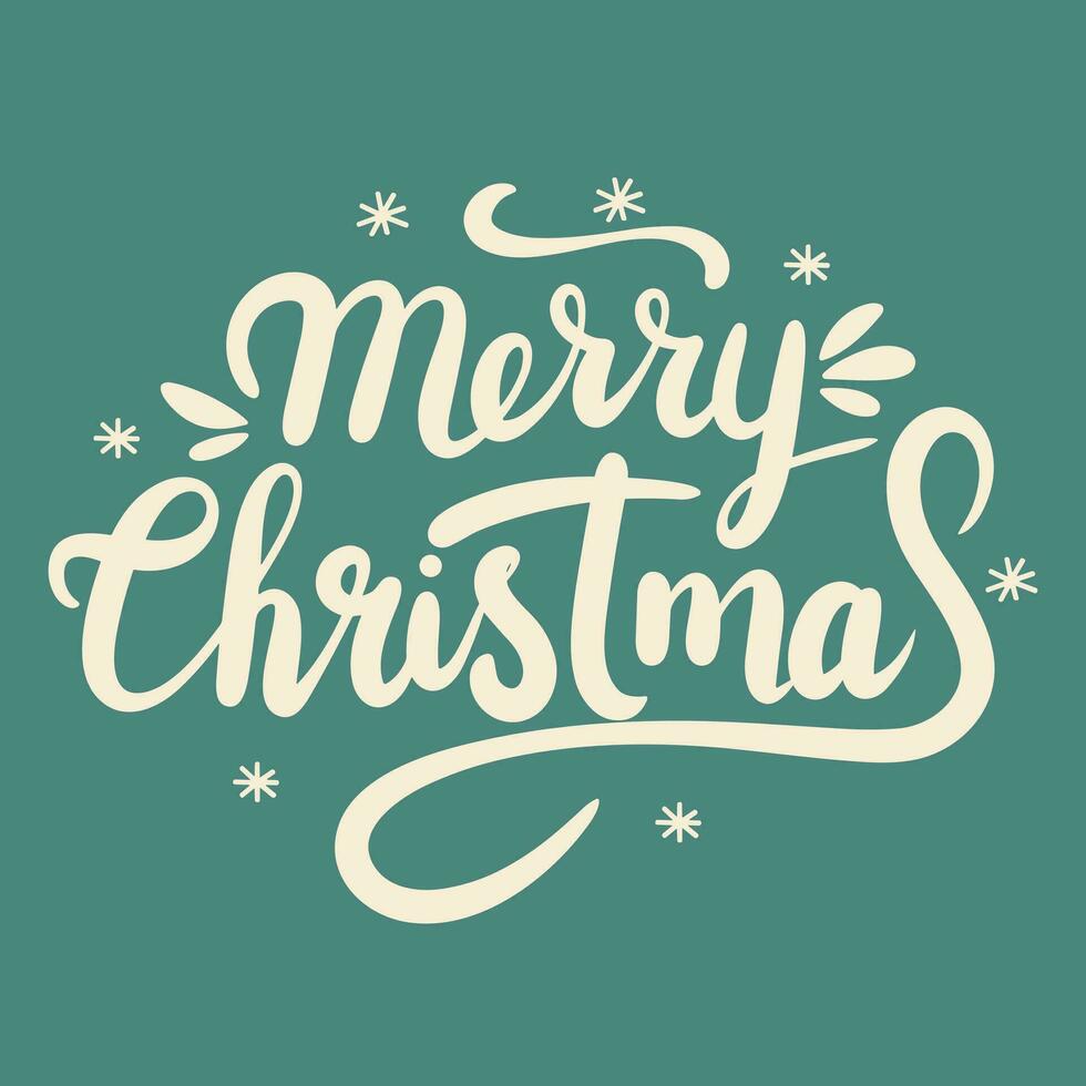 Merry Christmas lettering. Handwriting Merry Christmas text banner. Hand drawn vector art
