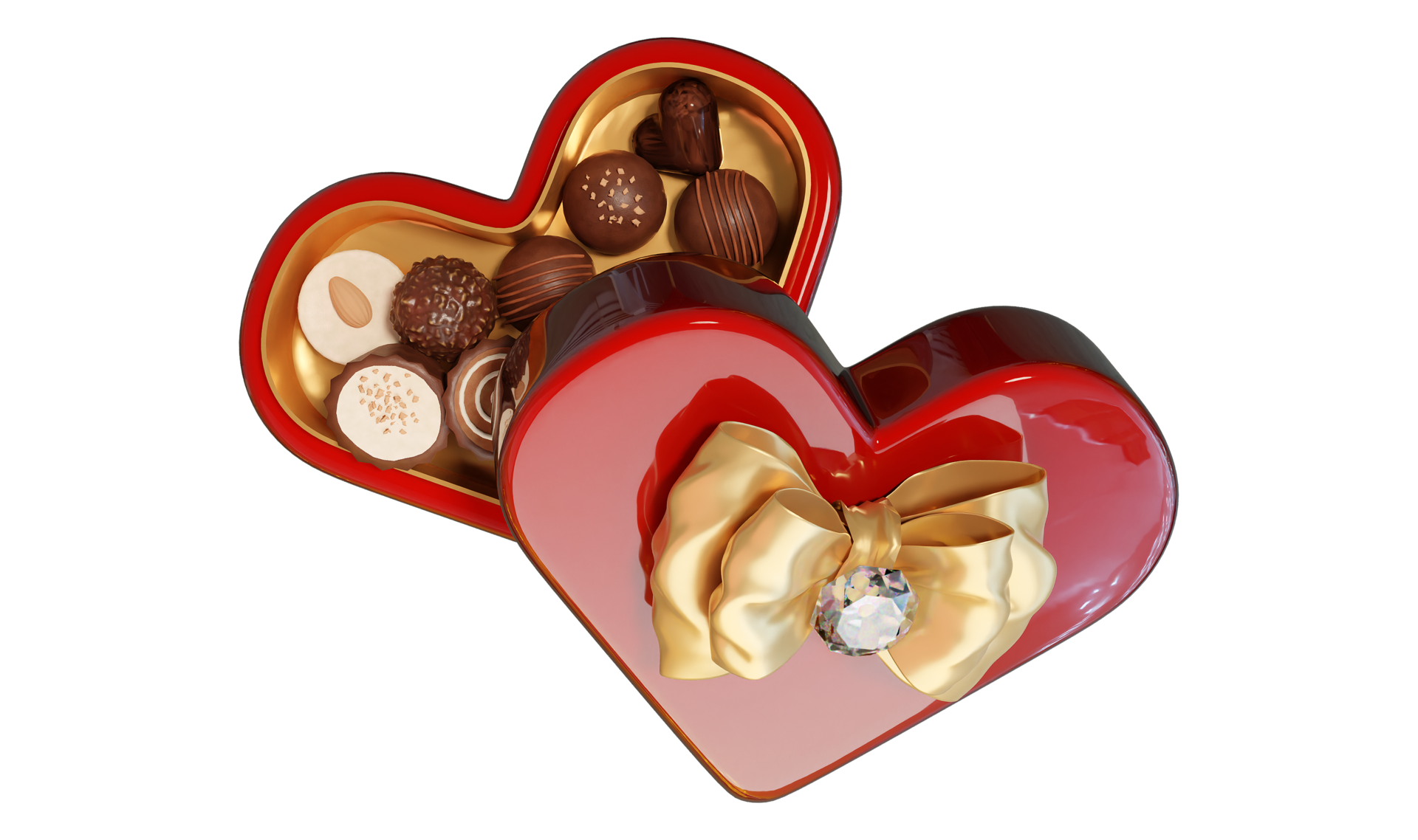 3D Rendering Illustration Love Gift Box With Chocolates On Transparent 3d-rendering-illustration-love-gift-box-with-chocolates-on-transparent