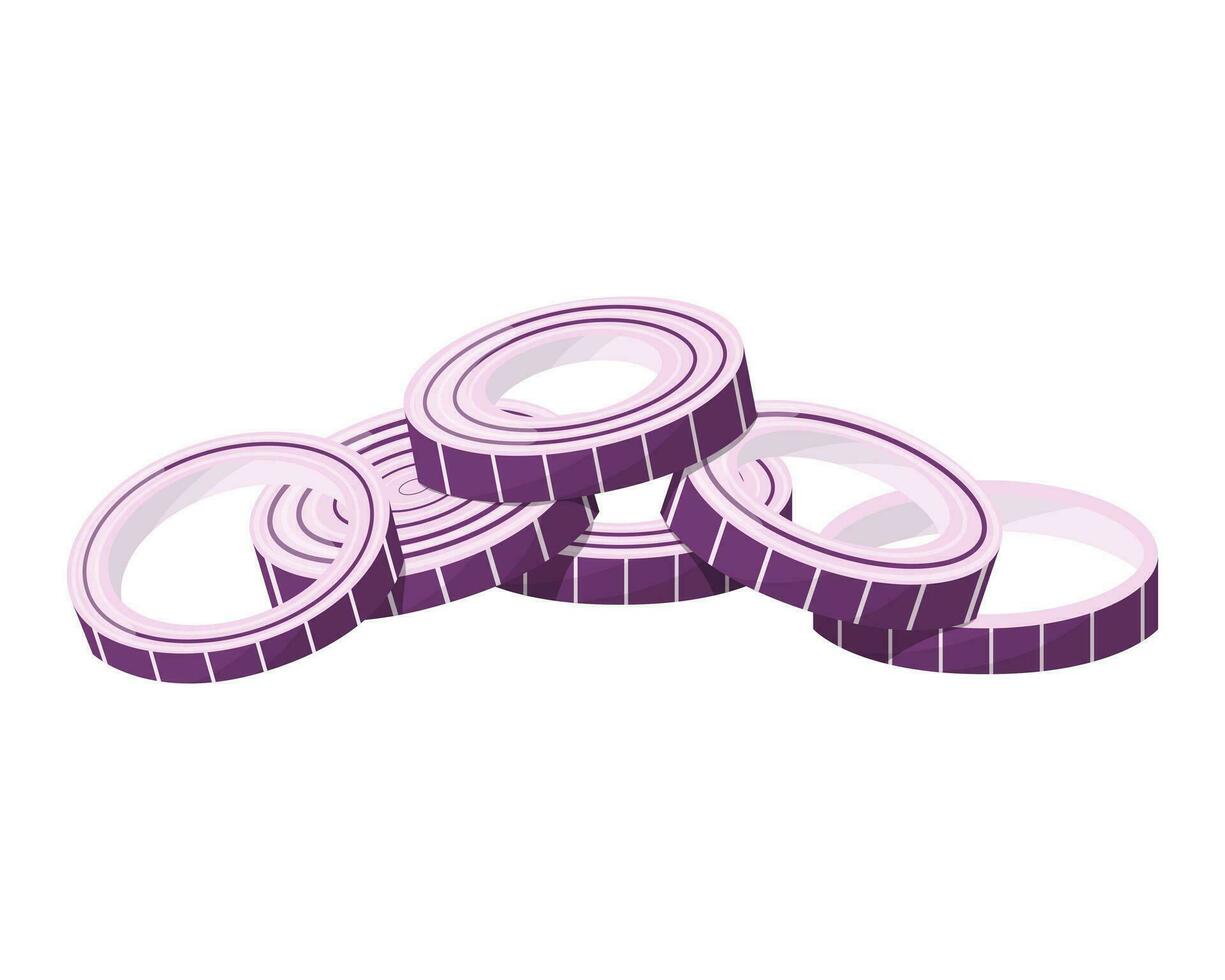 Red onion rings. Isolated vector illustration on a white background.
