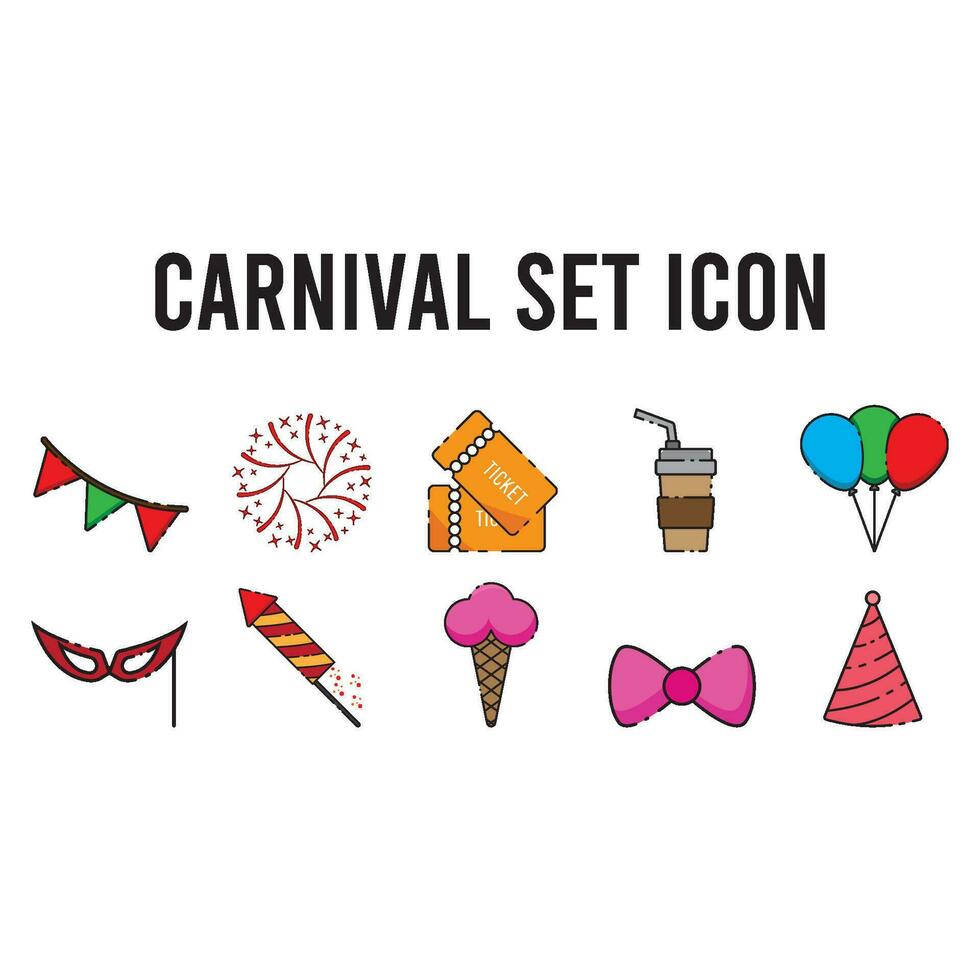 carnival set icon vector