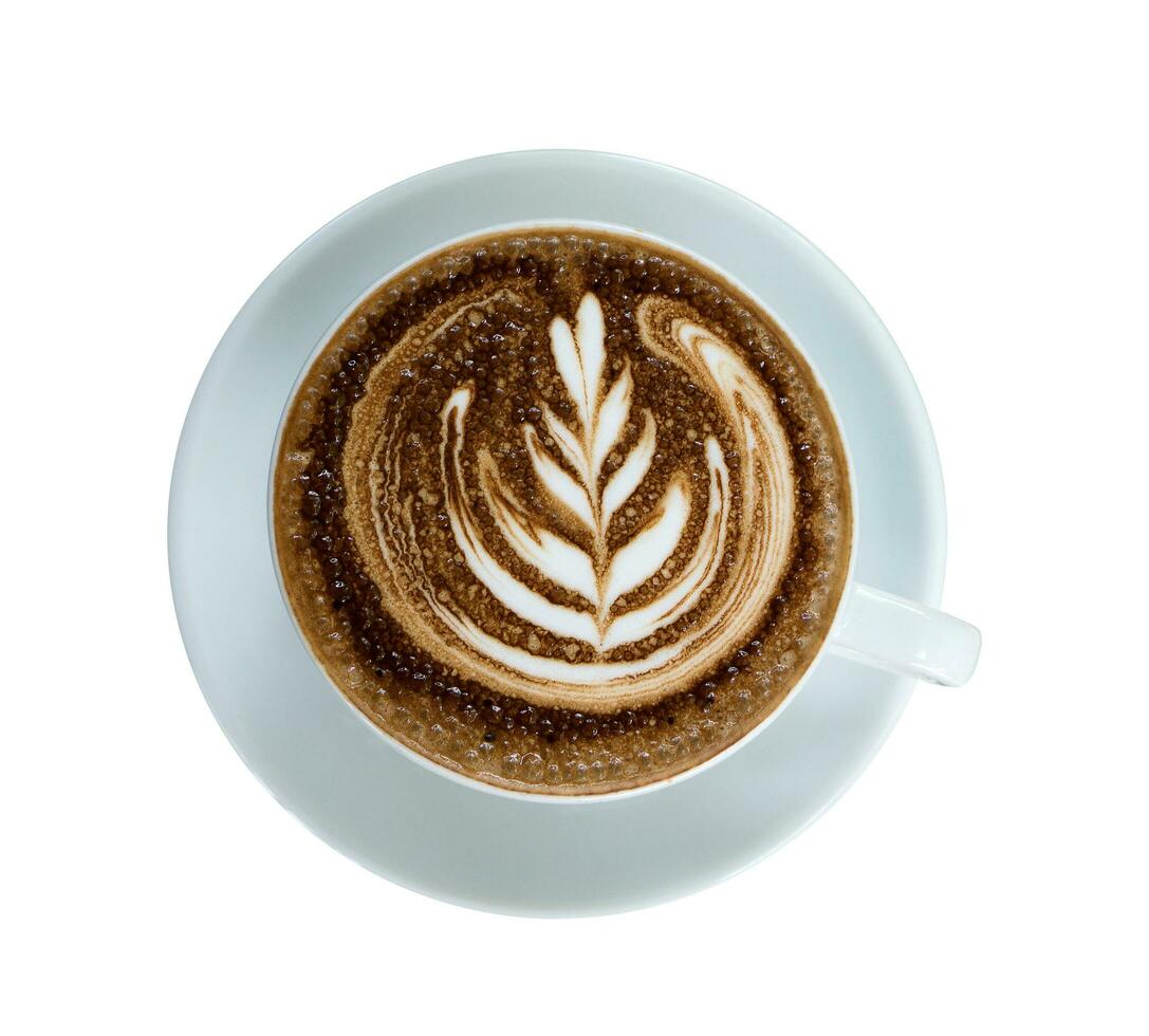 mocha coffee in white cup isolated photo