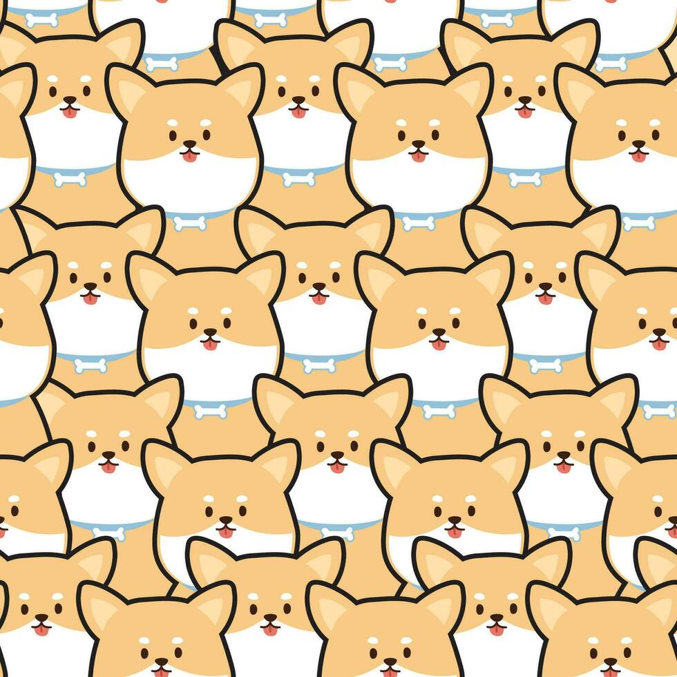 repetir.sin costuras modelo de linda corgi perro fondo.mascota dibujos animados mano dibujado.animal personaje diseño.imagen para tarjeta,póster,pegatina.kawaii.vector.ilustración. vector