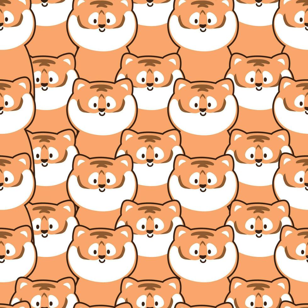 Seamless pattern of cute smile tiger background.Wild animal character cartoon design.Image for card,poster,sticker.Kawaii.Vector.Illustration. vector