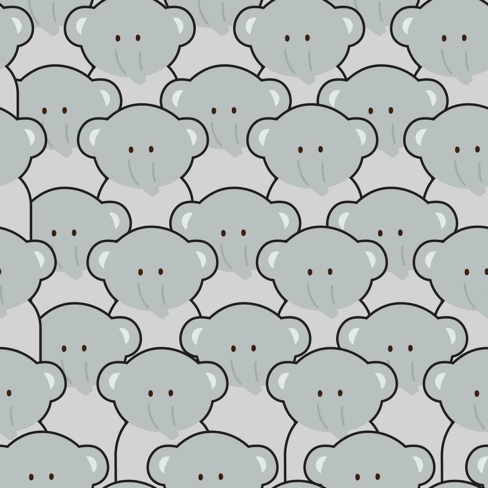 Repeat.Seamless pattern of cute elephant background.Wild animal character design.Kid graphic.Kawaii.Vector.Illustration. vector