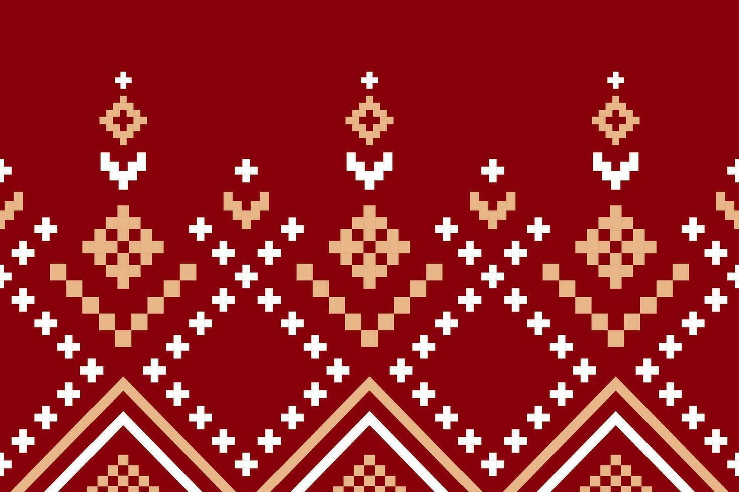 Red traditional ethnic pattern paisley flower Ikat background abstract Aztec African Indonesian Indian seamless pattern for fabric print cloth dress carpet curtains and sarong vector