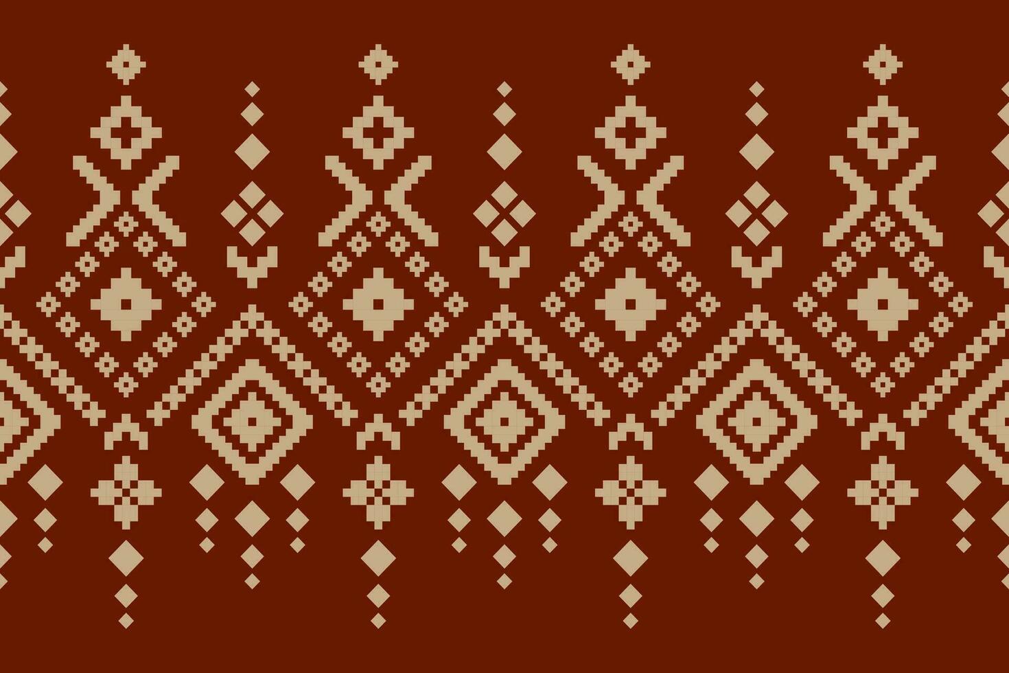 Red traditional ethnic pattern paisley flower Ikat background abstract Aztec African Indonesian Indian seamless pattern for fabric print cloth dress carpet curtains and sarong vector