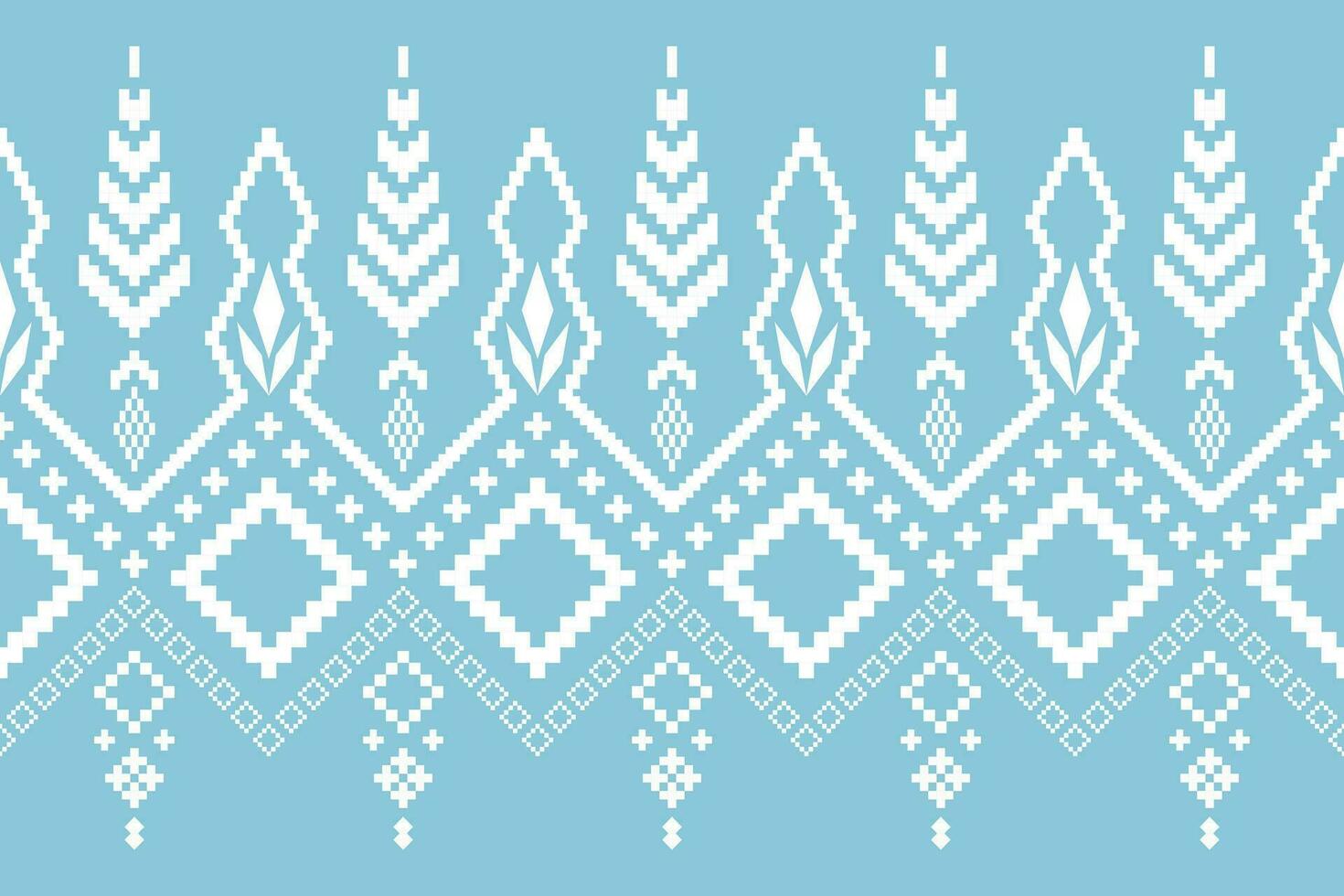 Indigo navy blue geometric traditional ethnic pattern Ikat seamless pattern border abstract design for fabric print cloth dress carpet curtains and sarong Aztec African Indian Indonesian vector