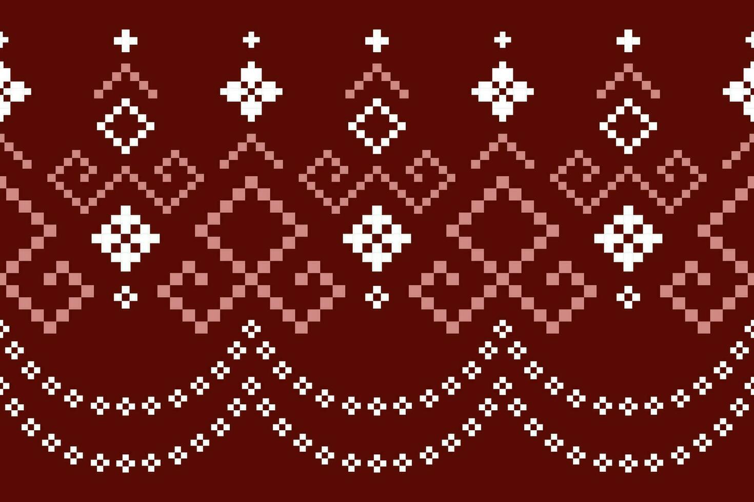 Red traditional ethnic pattern paisley flower Ikat background abstract Aztec African Indonesian Indian seamless pattern for fabric print cloth dress carpet curtains and sarong vector