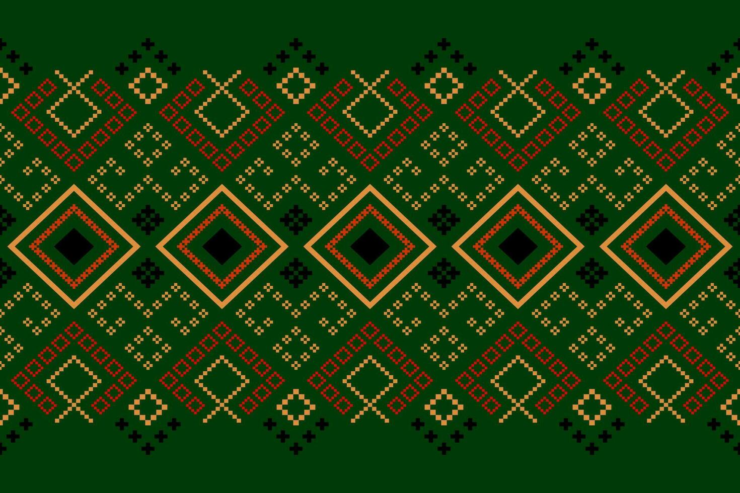 verde cruzar puntada vistoso geométrico tradicional étnico modelo ikat sin costura modelo frontera resumen diseño para tela impresión paño vestir alfombra cortinas y pareo de malasia azteca africano indio indonesio vector