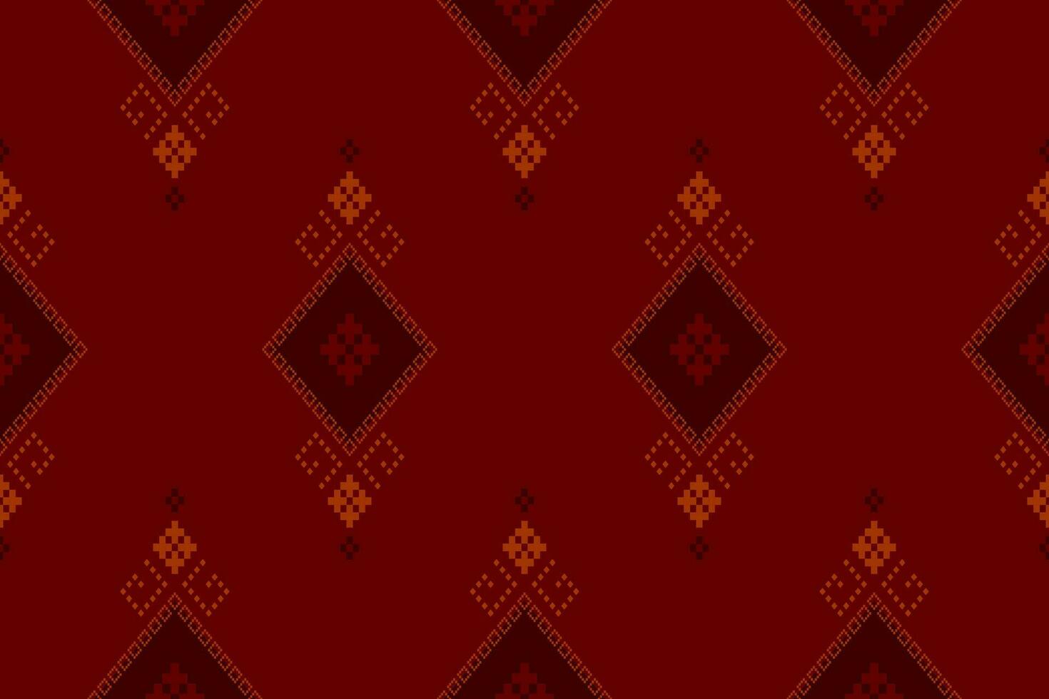 Red traditional ethnic pattern paisley flower Ikat background abstract Aztec African Indonesian Indian seamless pattern for fabric print cloth dress carpet curtains and sarong vector