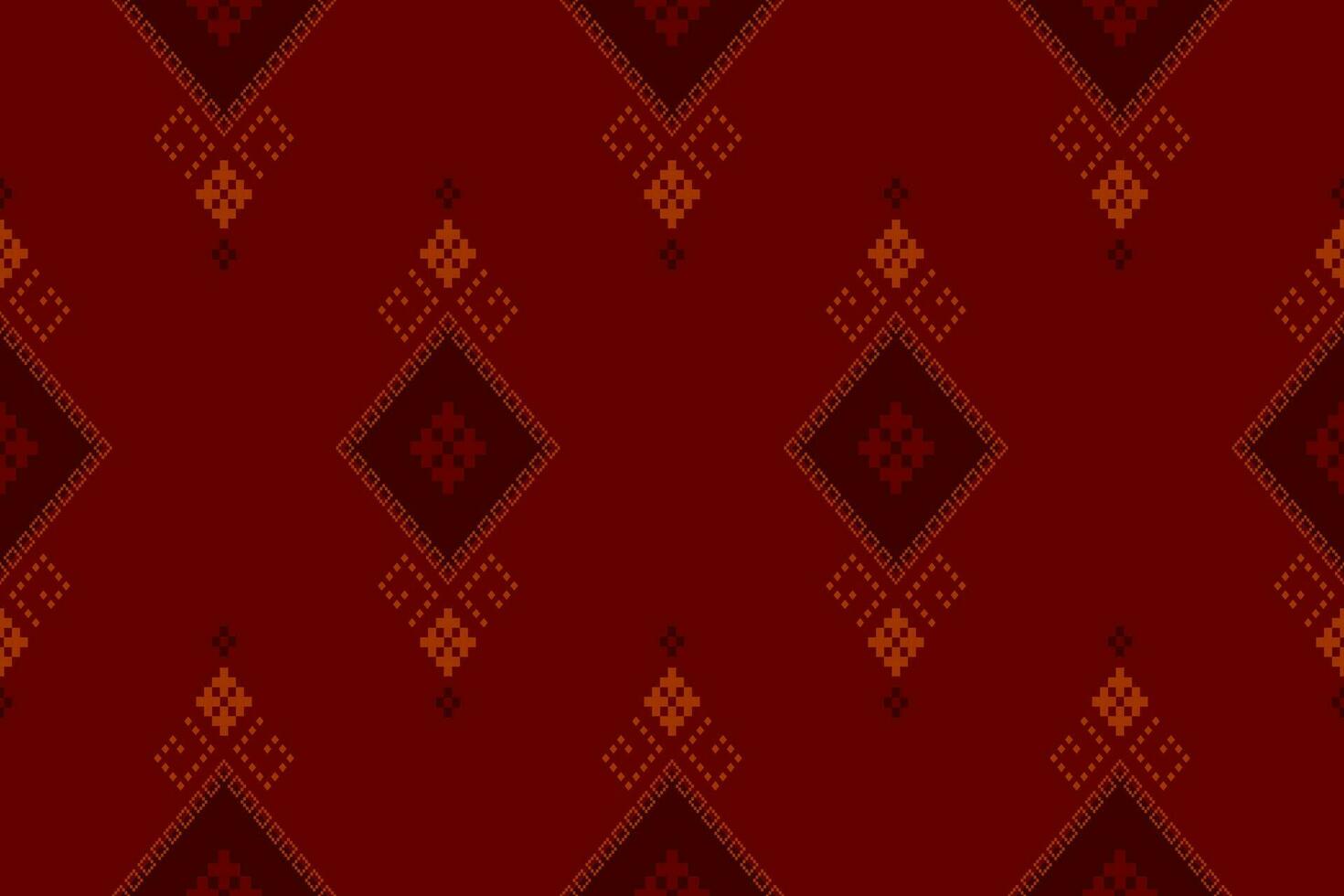 Red traditional ethnic pattern paisley flower Ikat background abstract Aztec African Indonesian Indian seamless pattern for fabric print cloth dress carpet curtains and sarong vector