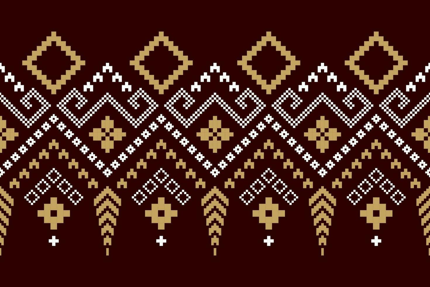 Red traditional ethnic pattern paisley flower Ikat background abstract Aztec African Indonesian Indian seamless pattern for fabric print cloth dress carpet curtains and sarong vector