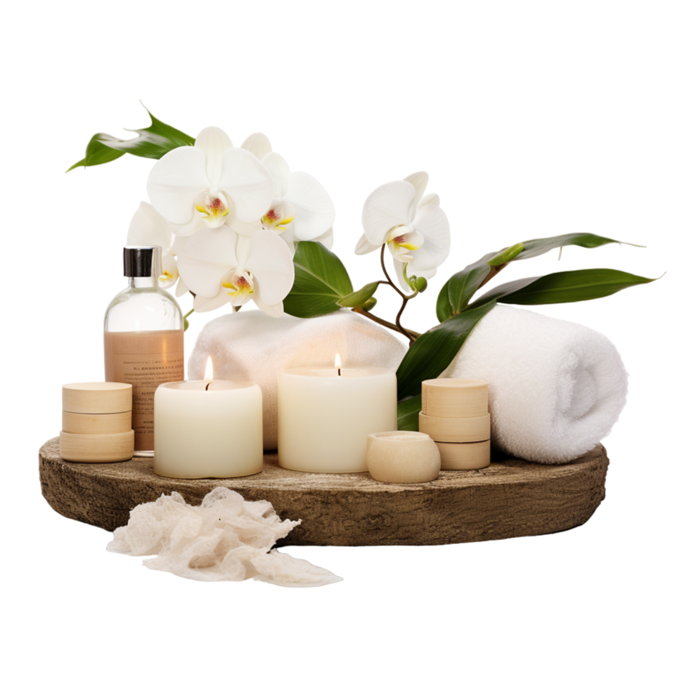 AI generated Natural elements for spa with beauty cream png