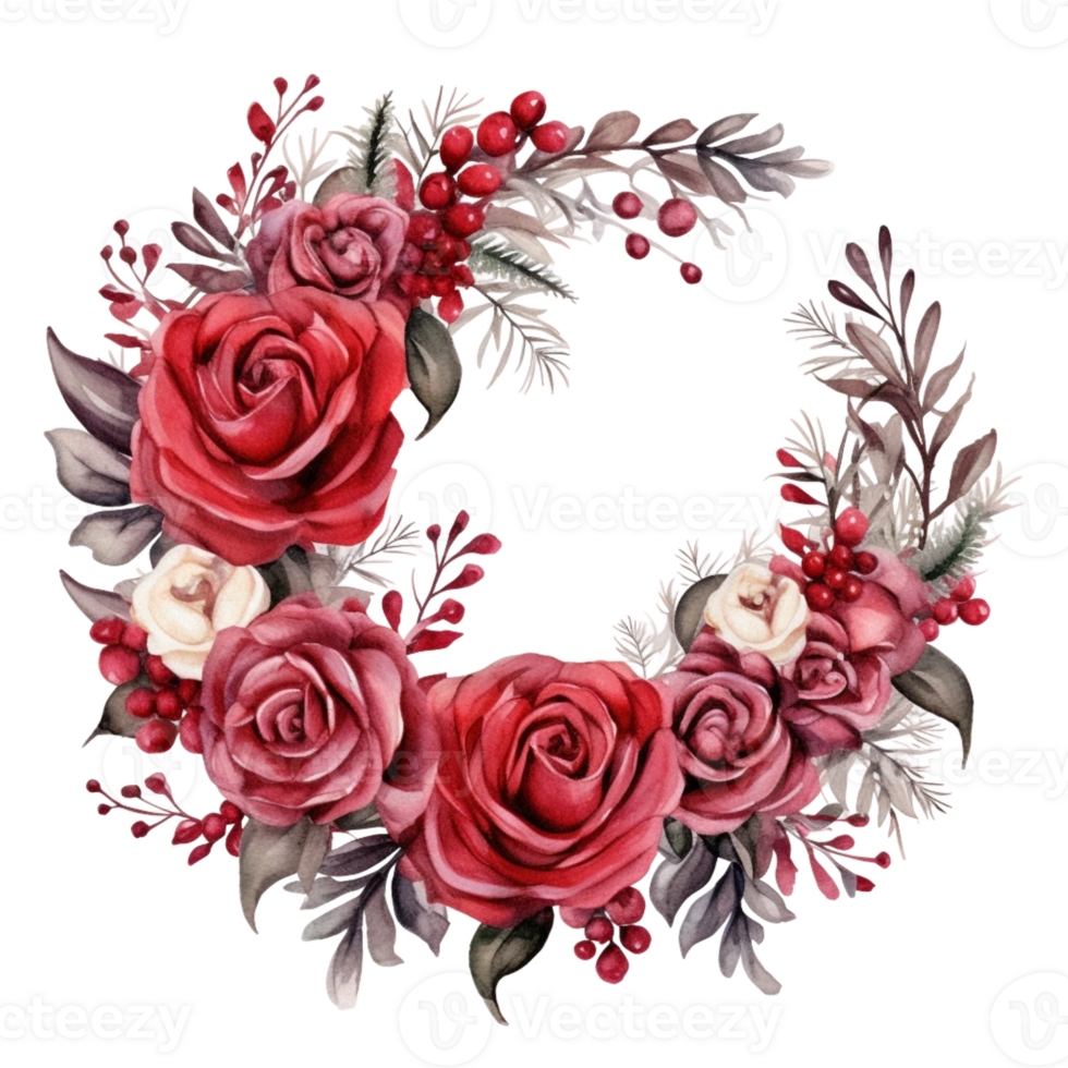 AI generated Rose Wreath watercolor png