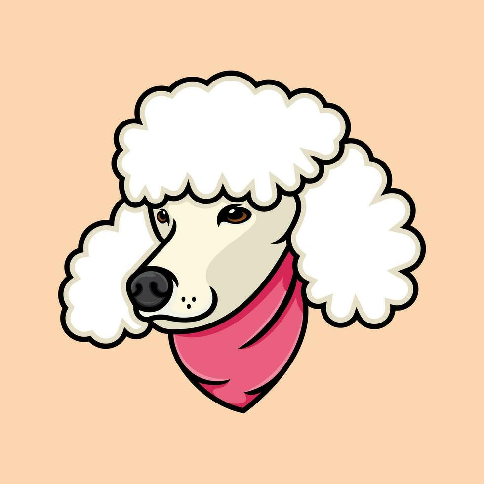 illustration of a poodle dog wearing a pink bandana. vector