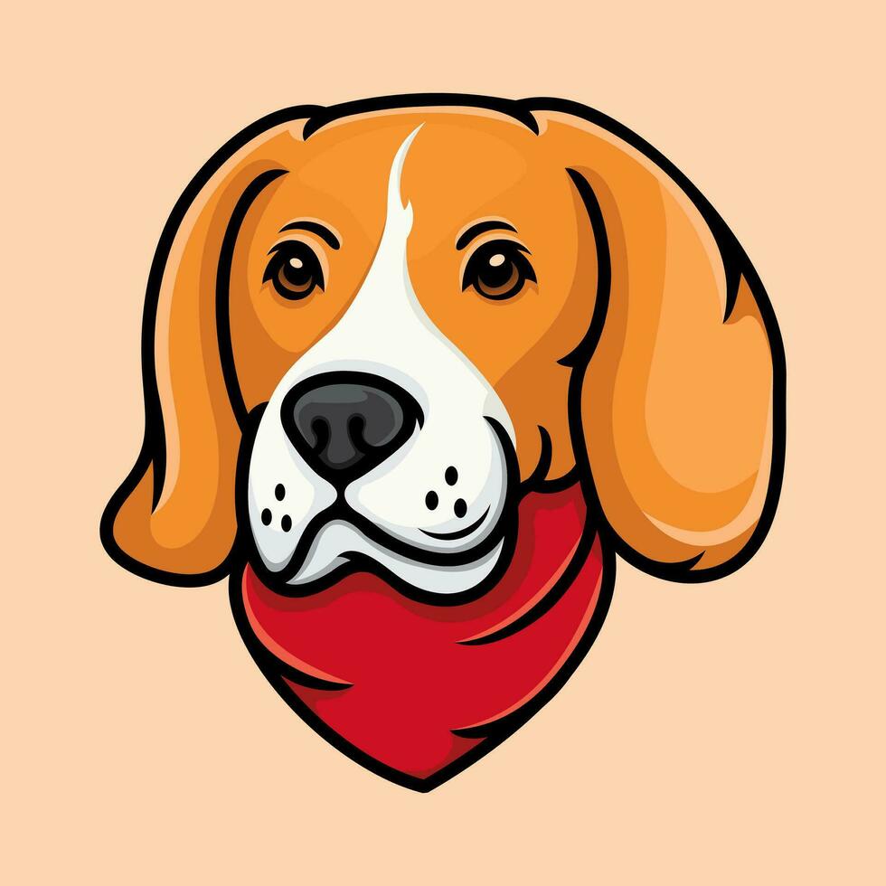 illustration of a beagle dog wearing a red bandana. vector
