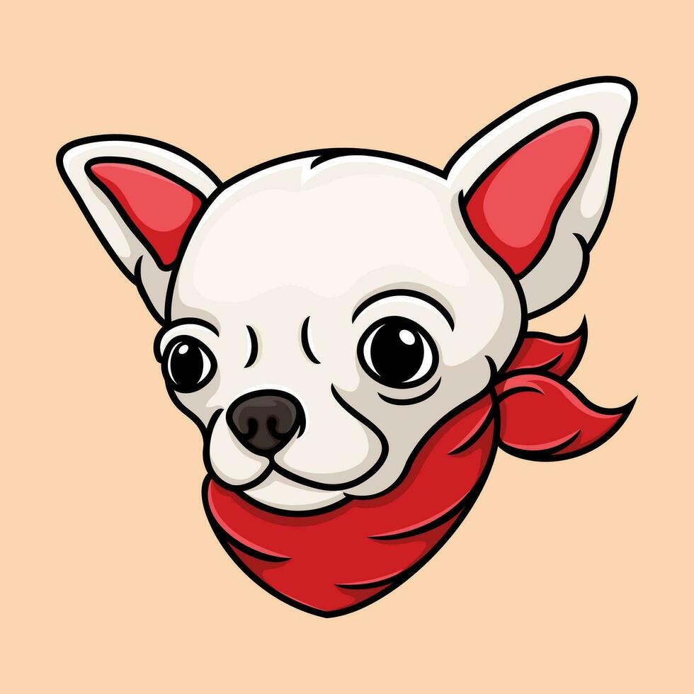 illustration of a chihuahua dog wearing a red bandana. vector