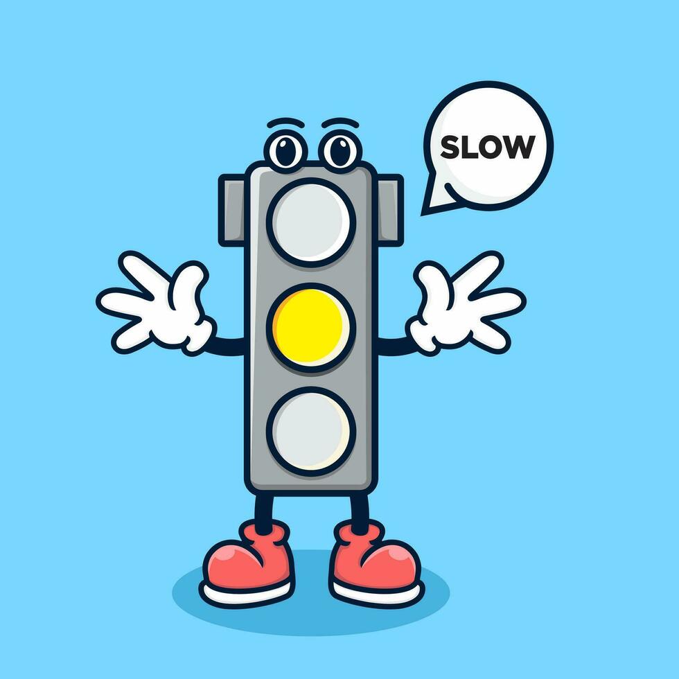 cute cartoon traffic sign yellow light on vector