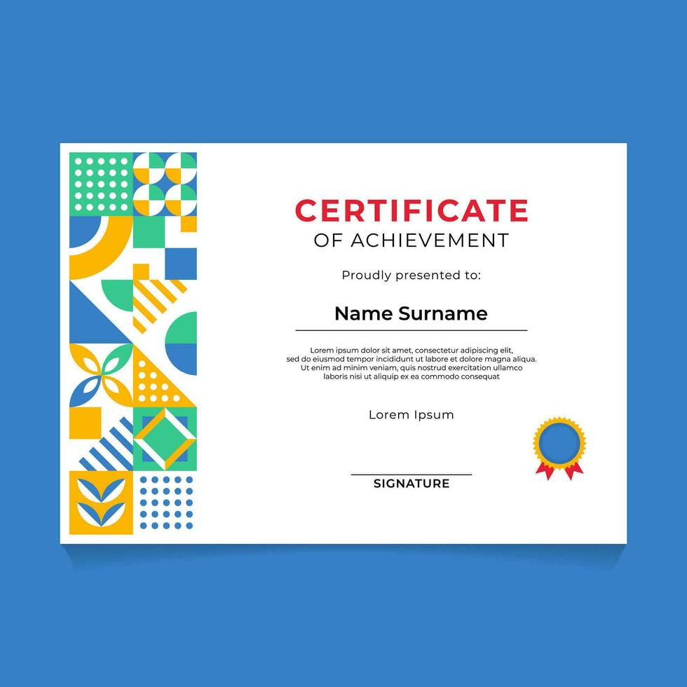 Abstract Geometric Certificate Template Design vector