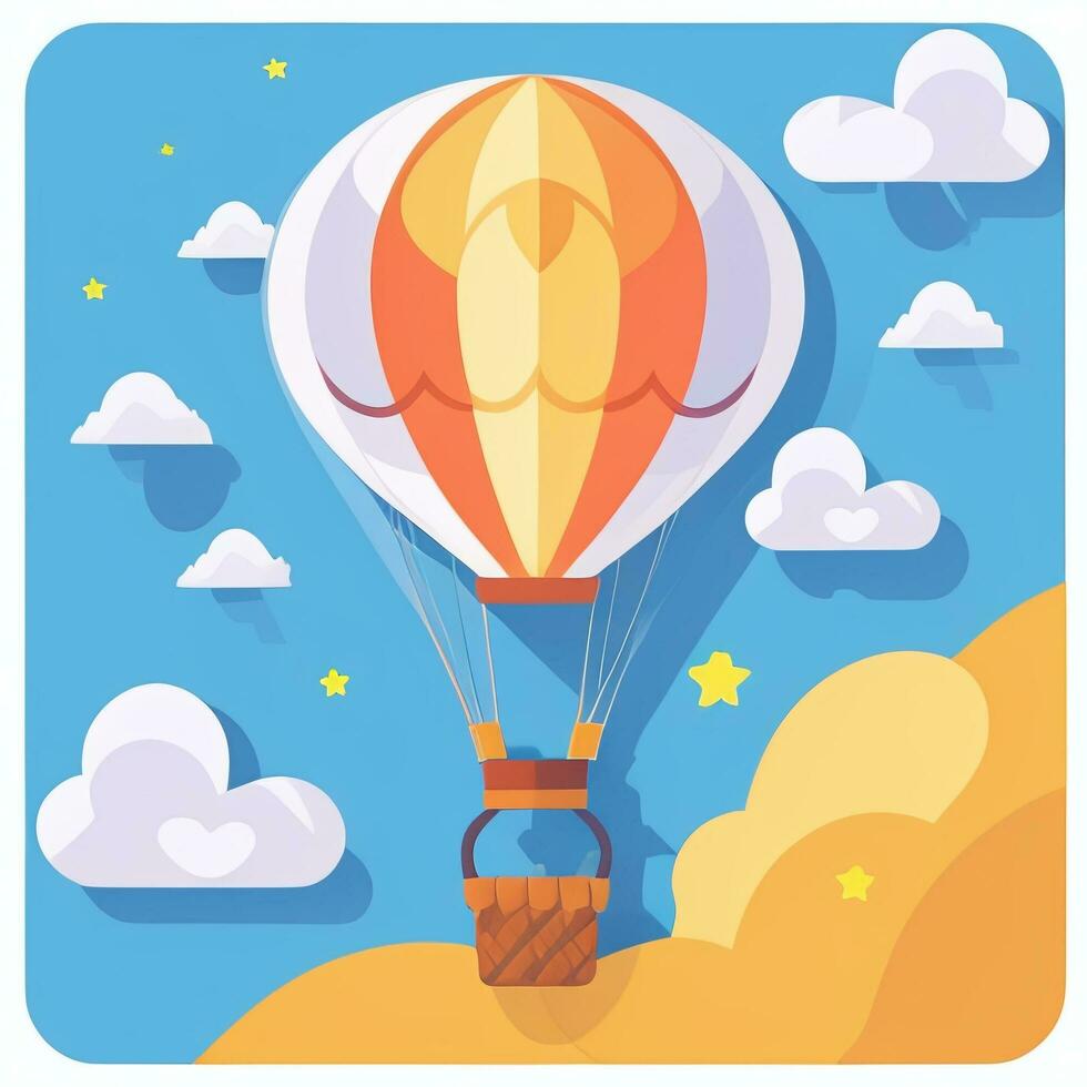 AI generated Hot Air Balloon Avatar Icon Clip Art Sticker Decoration Simple Background photo