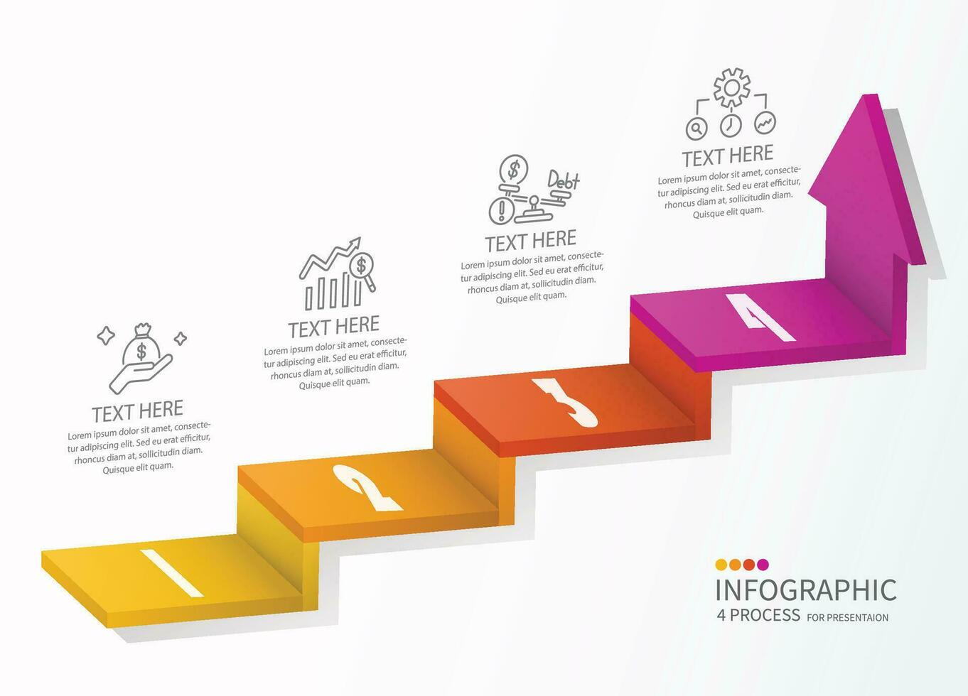 3d escalera infografía elementos diseño con 4 4 opciones, pasos o procesos y márketing lata ser usado para presentación. vector