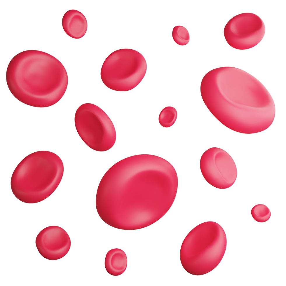 Red blood cells clipart flat design icon isolated on transparent background, 3D render medication and health concept png