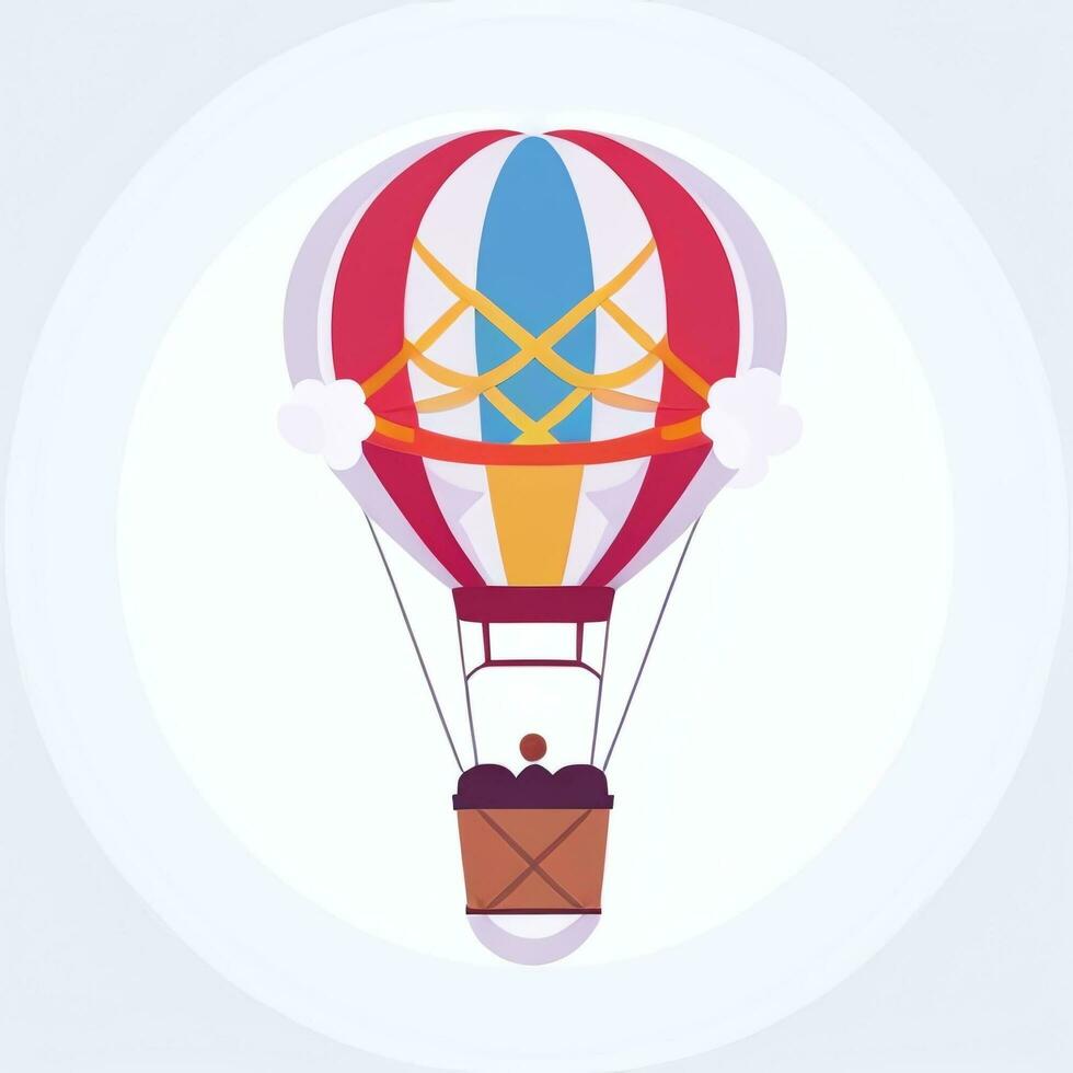 AI generated Hot Air Balloon Avatar Icon Clip Art Sticker Decoration Simple Background photo
