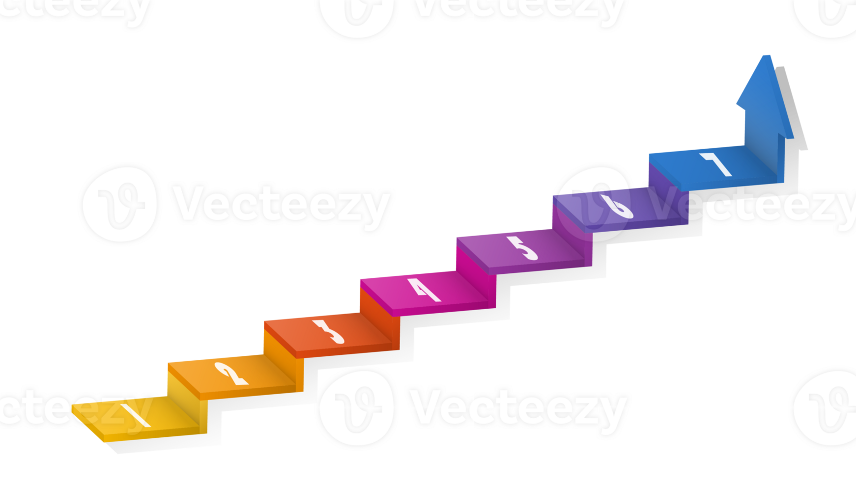 3d stair infographic elements design with 7 options, Steps or processes and marketing can be used for presentation. png