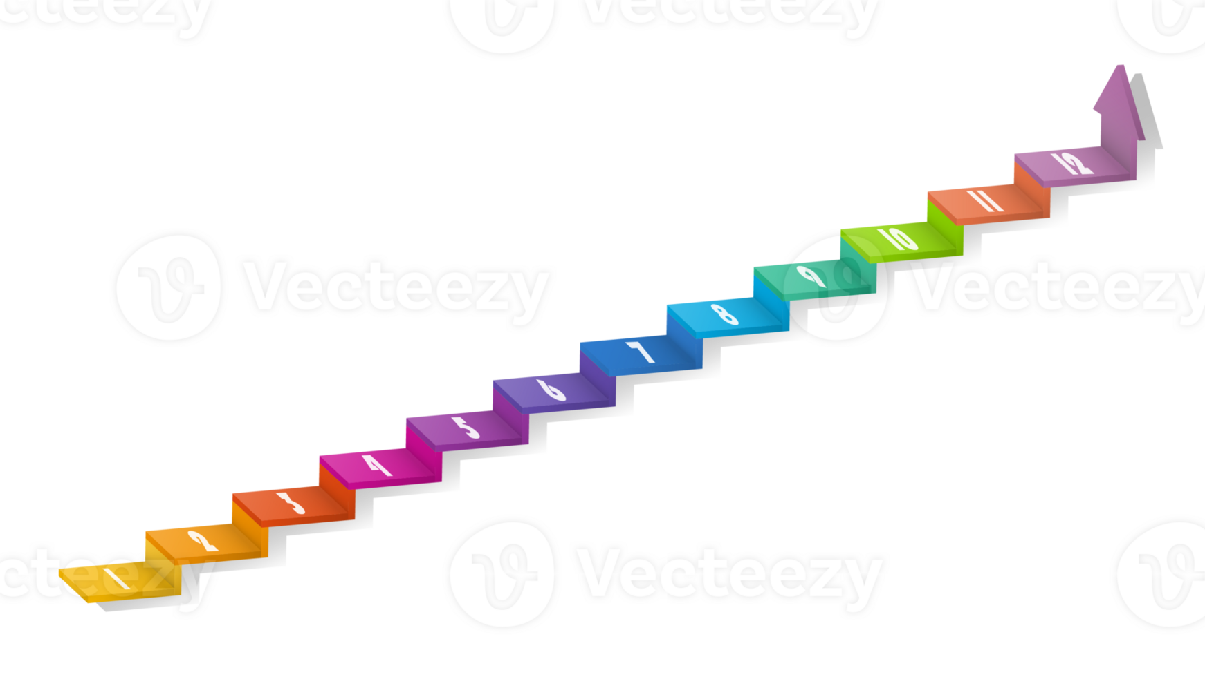 3d stair infographic elements design with 12 options, Steps or processes and marketing can be used for presentation. png