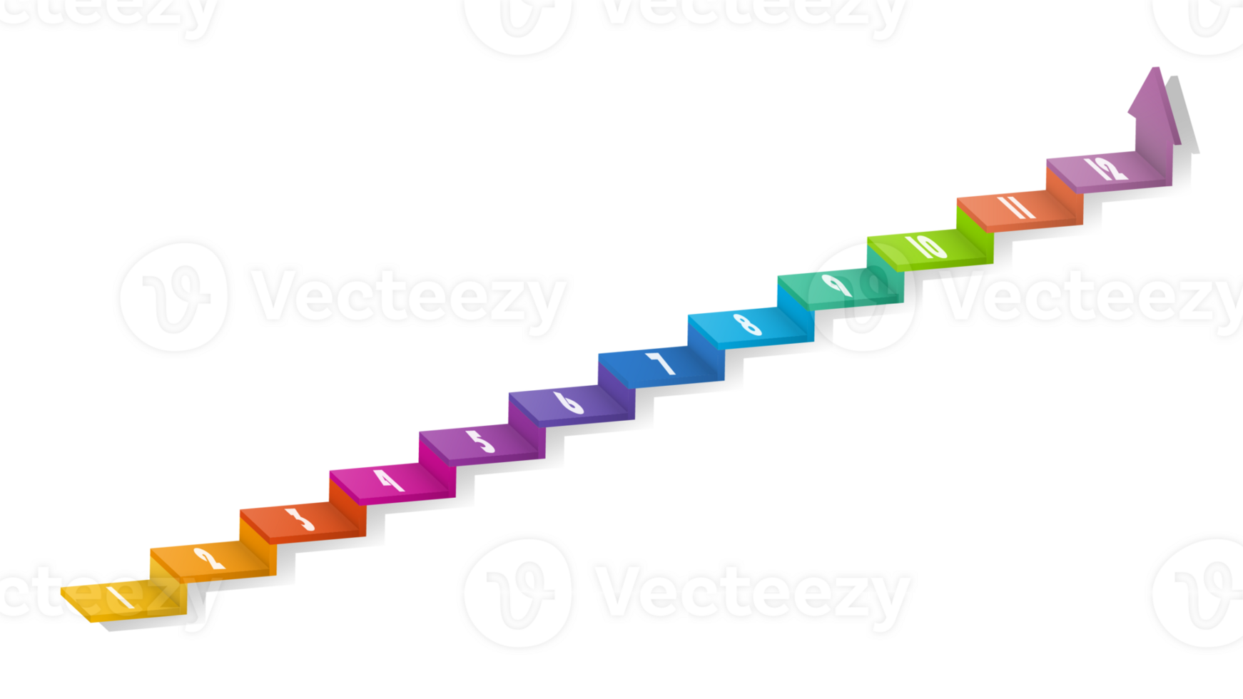 3d escada infográfico elementos Projeto com 12 opções, passos ou processos e marketing pode estar usava para apresentação. png