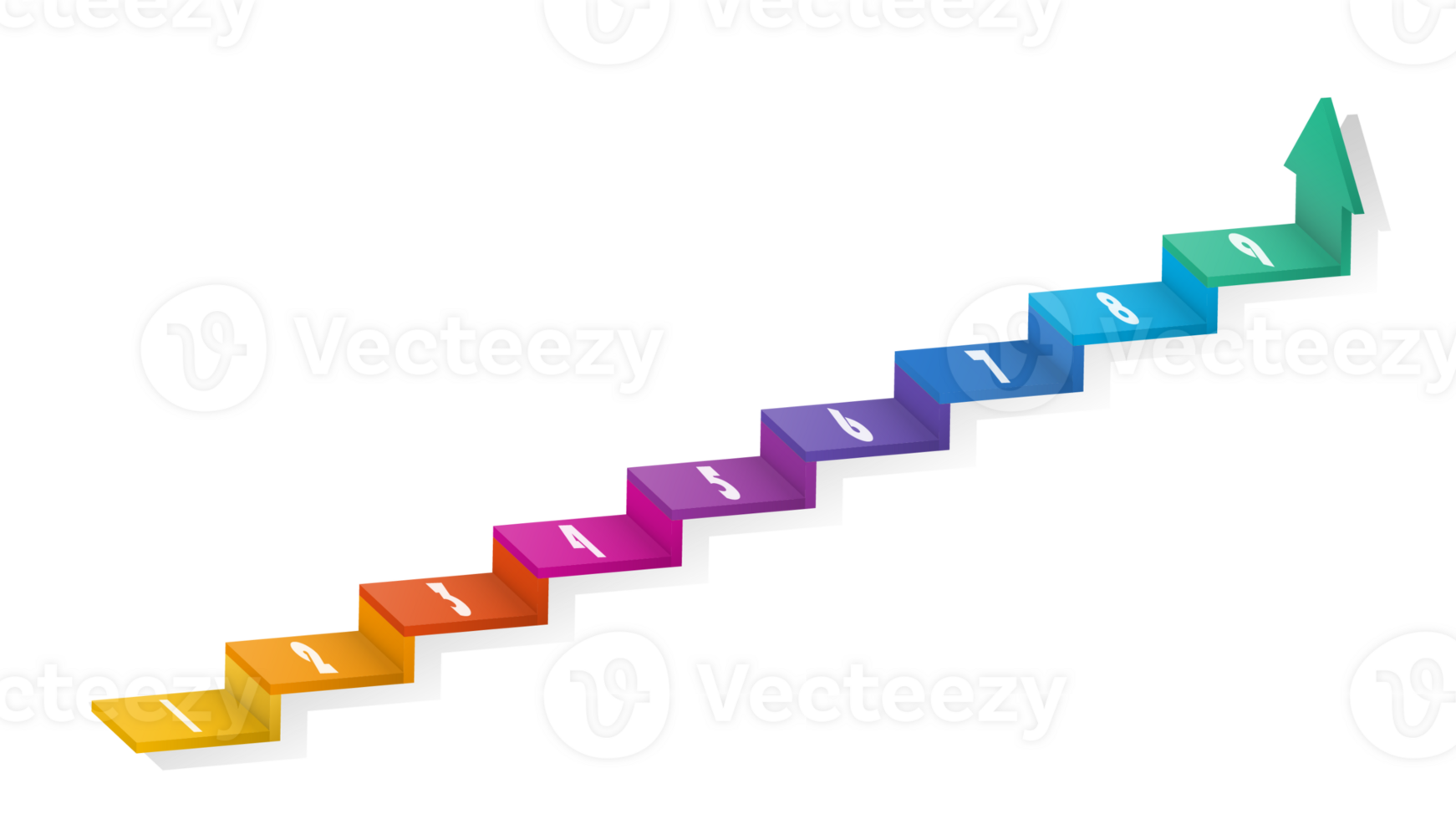 3d stair infographic elements design with 9 options, Steps or processes and marketing can be used for presentation. png