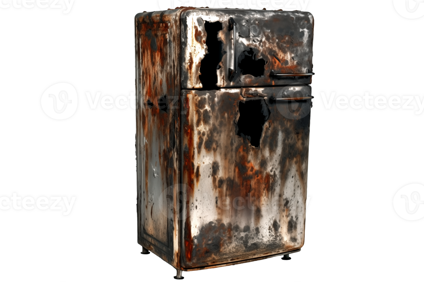 AI generated Burnt fridge isolated transparent png AI generated