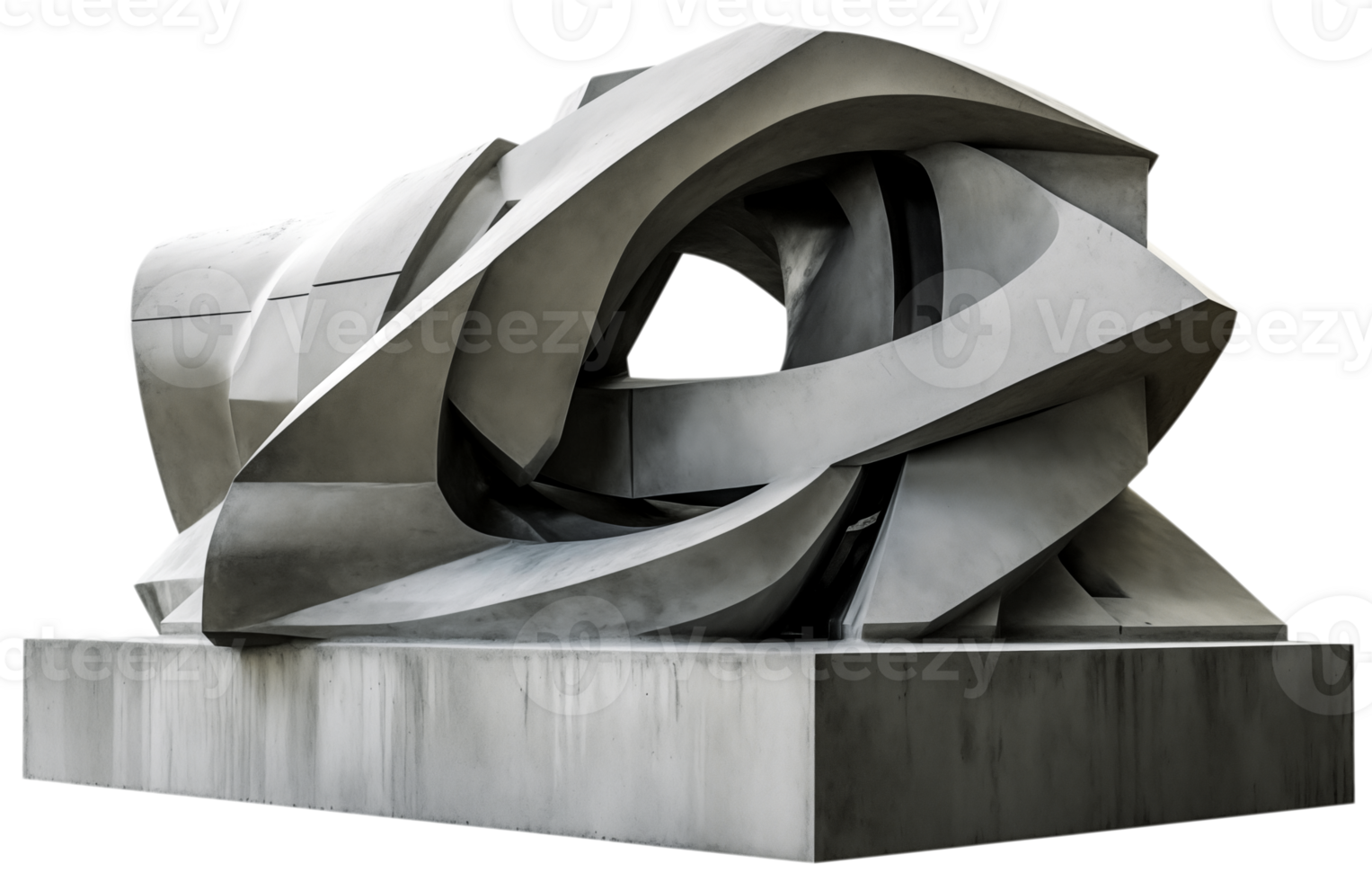 AI generated Contemporary concrete sculpture isolated and transparent png AI generated