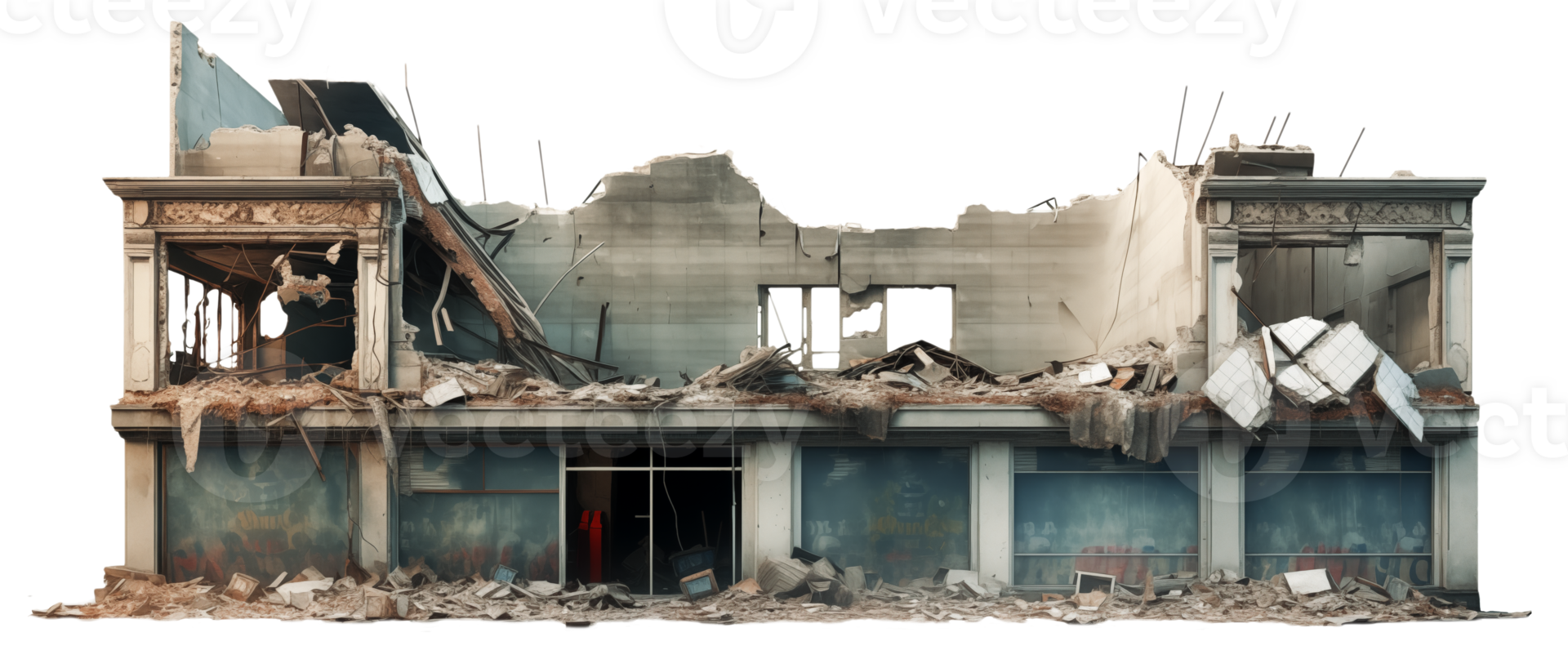 AI generated Old abandoned and destroyed building isolated transparent png AI generated