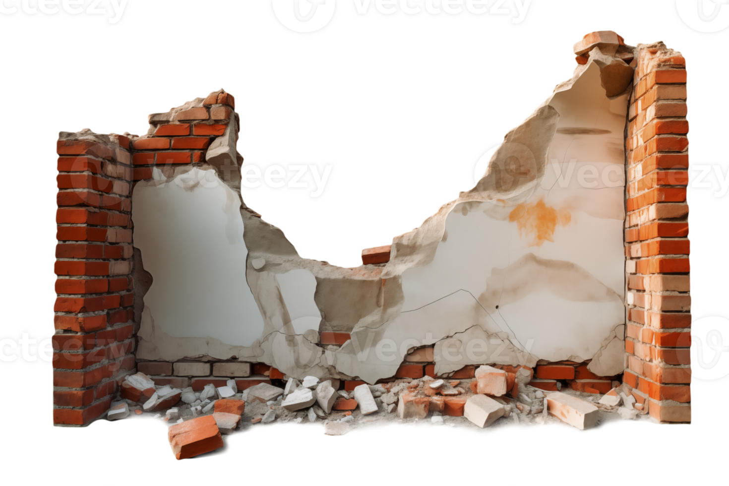 ai generiert zerstört Mauer isoliert transparent png ai generativ