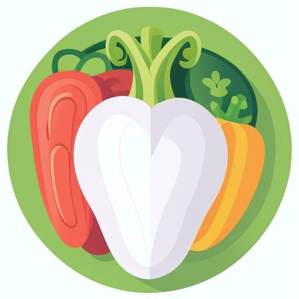 AI generated Various Weird Vegetable Avatar Icon Clip Art Sticker Decoration Simple Background photo