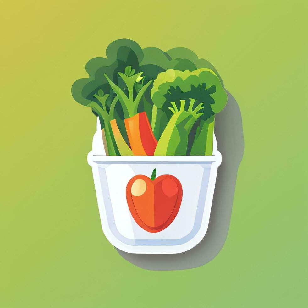 AI generated Various Weird Vegetable Avatar Icon Clip Art Sticker Decoration Simple Background photo